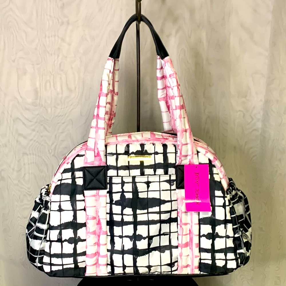 Betsey Johnson Nylon Overnighter Bag - Pink / Black - NWT